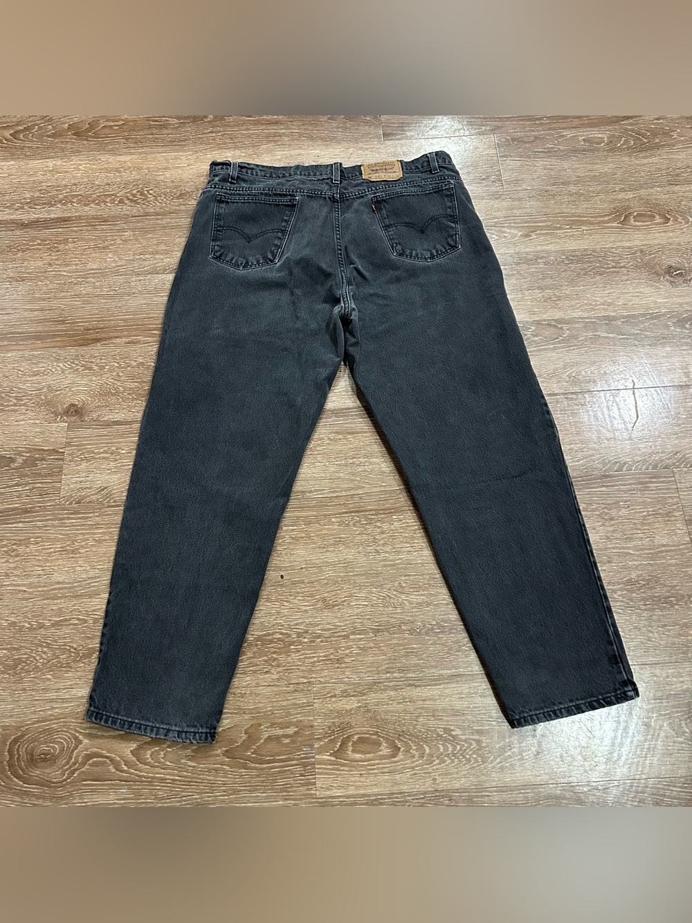 Levi’s 550 Jeans Mens 42x30 Black Relaxed Fit Tapered Leg Orange Tab Vintage